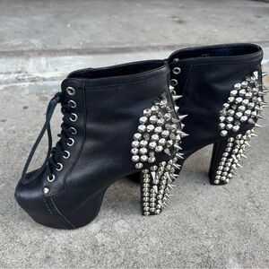Jeffrey Campbell Black Spiked Ankle Boots